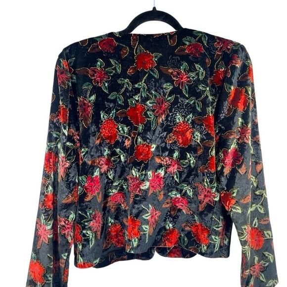 Vintage Miz California Velvet Floral Bolero Blazer Jacket Medium – Made in USA - Picture 3 of 14